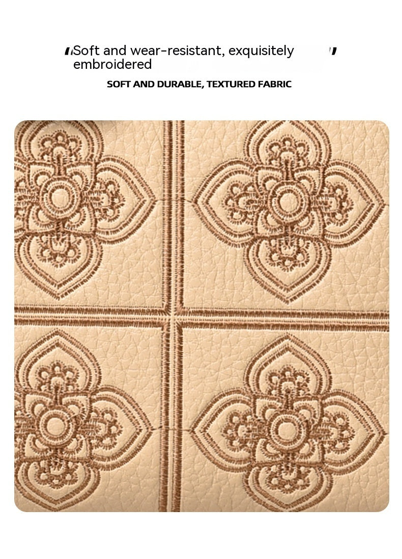 Sac bandoulière en similicuir beige avec foulard en soie brodé pour femme