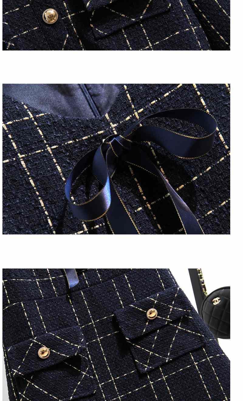 Women’s Tweed Two-Piece Temperament Dress Set with Flying Sleeves