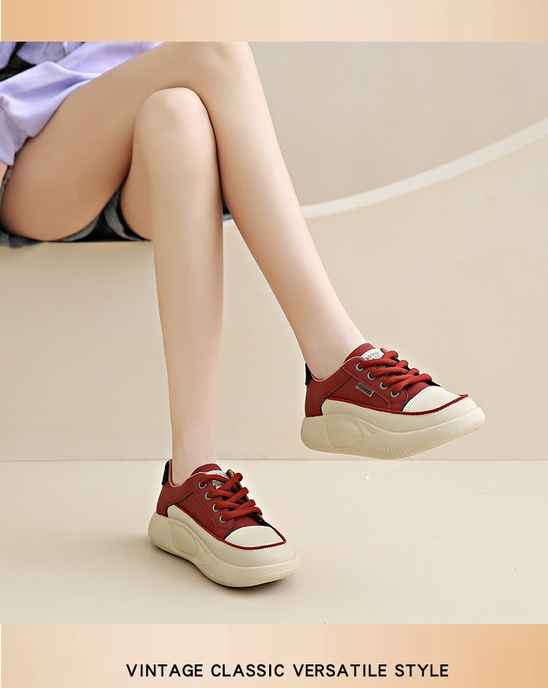 White Women's Leather Breathable Casual Student Shoes