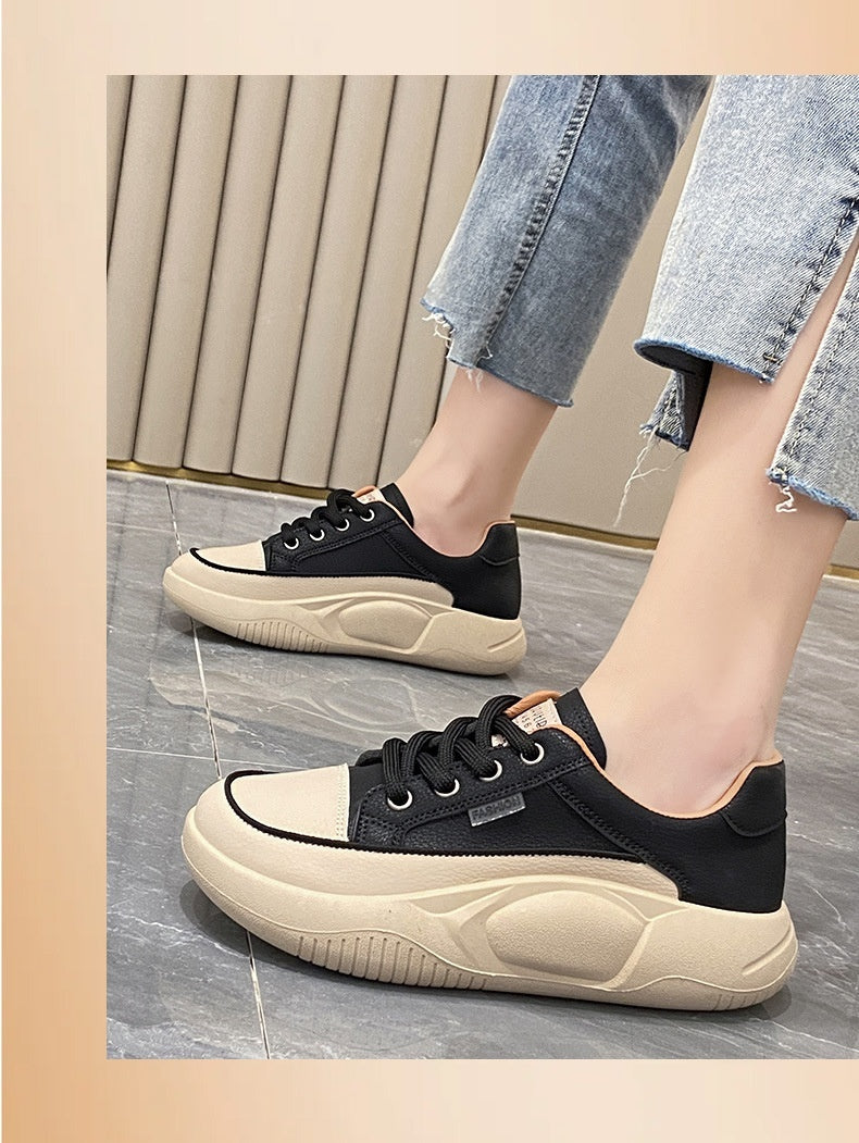 White Women's Leather Breathable Casual Student Shoes