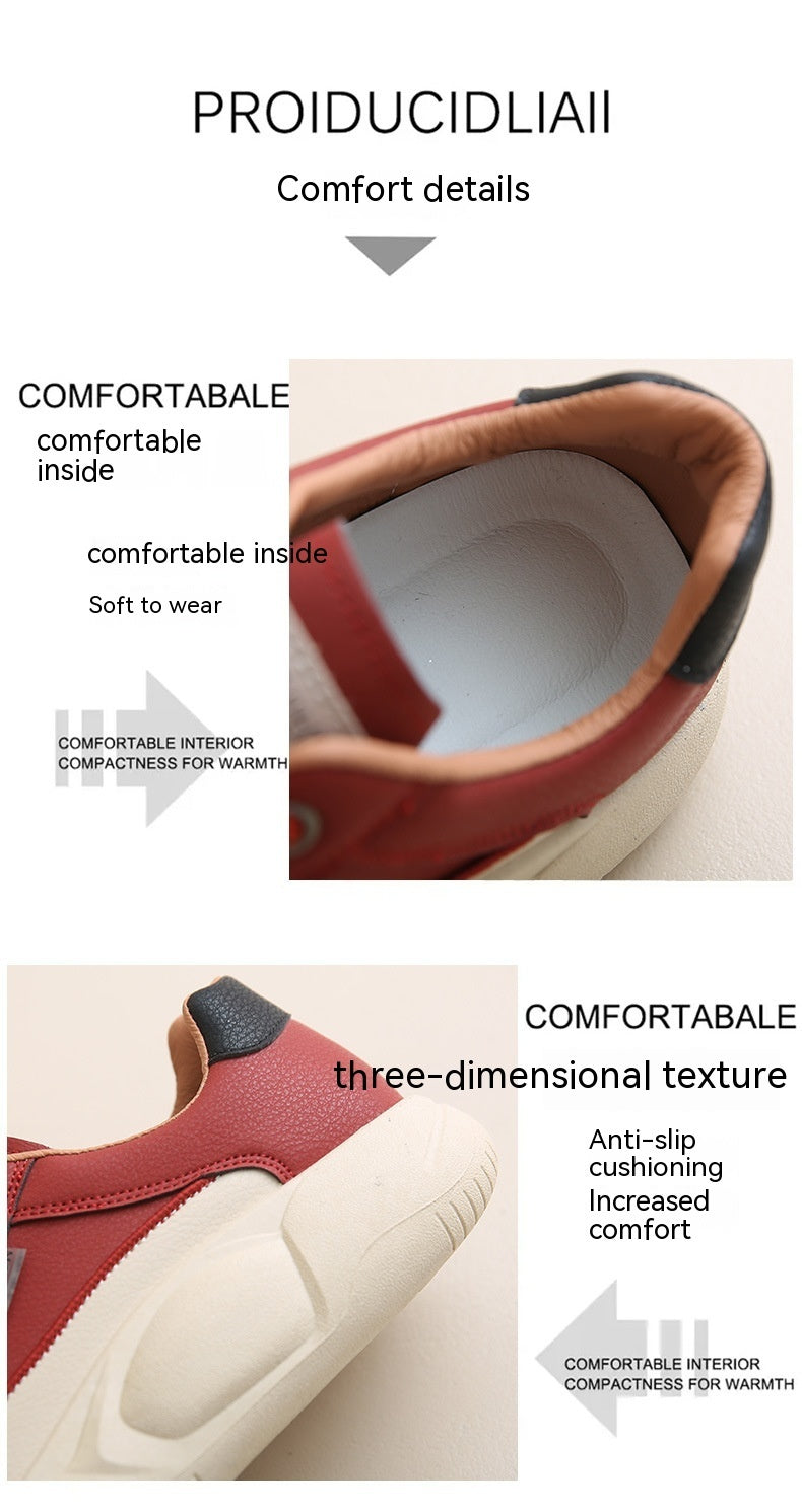 White Women's Leather Breathable Casual Student Shoes