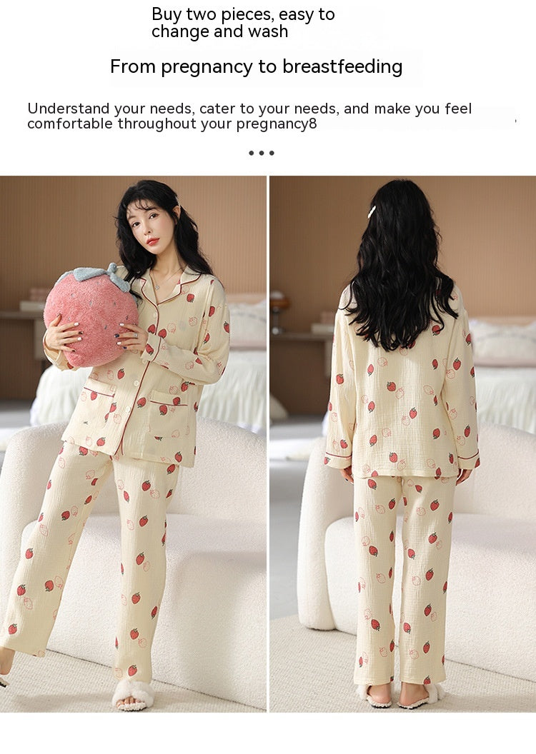 Women’s Long Sleeve Cotton Nursing Pajama Set