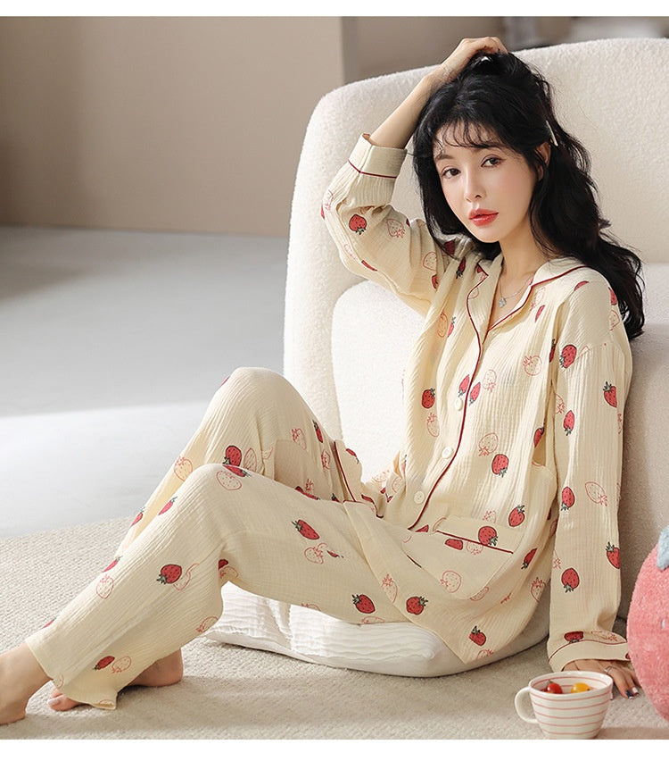 Women’s Long Sleeve Cotton Nursing Pajama Set