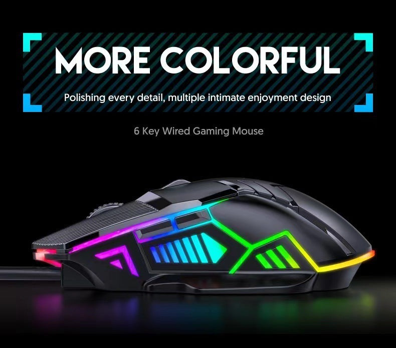 Wired 6D Colorful Luminous Mute E-Sports Gaming Mouse