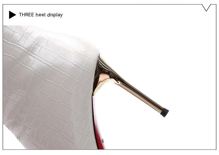 Pointed Patent Leather Stiletto High Heels Black White Sizes 34-39