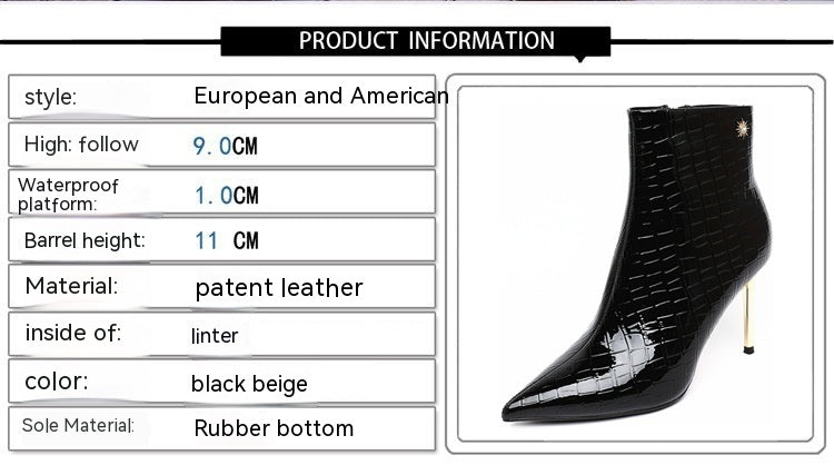 Pointed Patent Leather Stiletto High Heels Black White Sizes 34-39