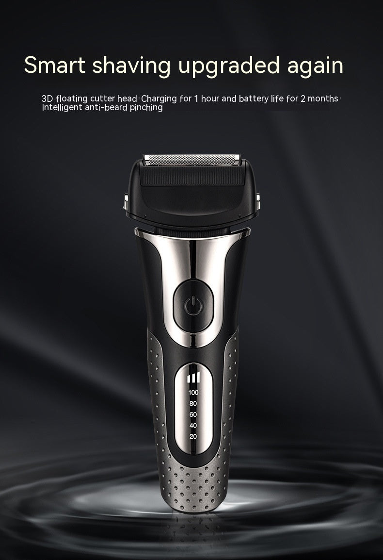 Rechargeable Men’s Reciprocating Three-Bit Floating Shaver with LED Display