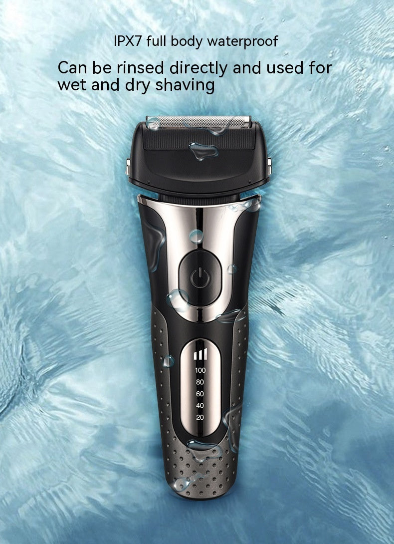 Rechargeable Men’s Reciprocating Three-Bit Floating Shaver with LED Display