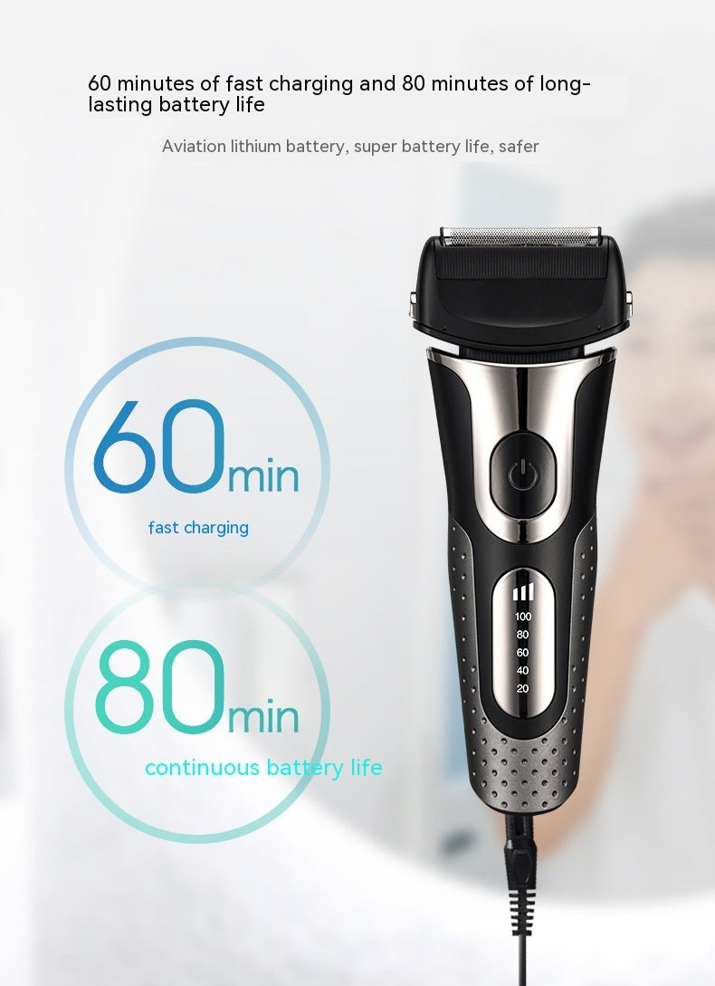 Rechargeable Men’s Reciprocating Three-Bit Floating Shaver with LED Display