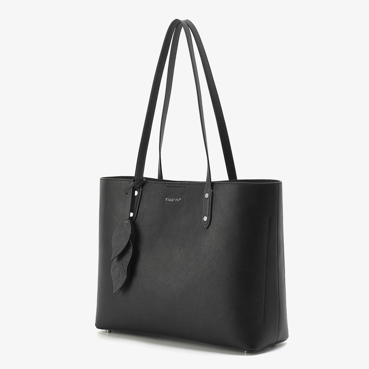 Women's Large Capacity Leather Handbag – Apricot & Black, 28x35x13cm