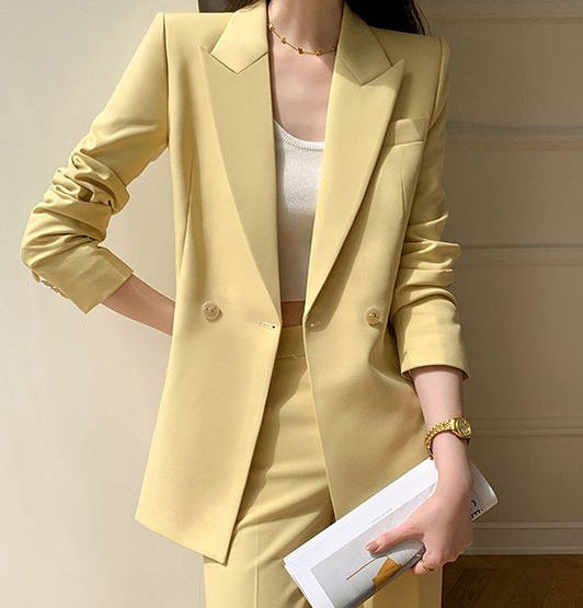 Ensemble deux pièces de loisirs jaune en polyester pour femme, tailles S à 2XL
