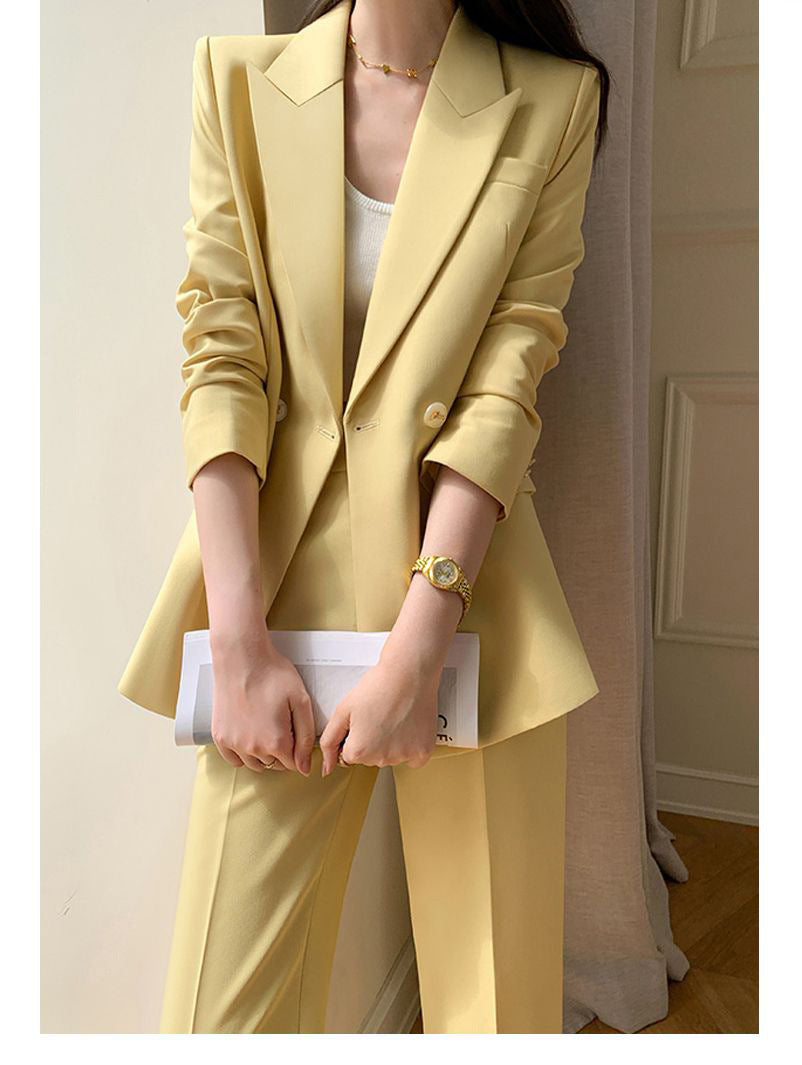 Ensemble deux pièces de loisirs jaune en polyester pour femme, tailles S à 2XL