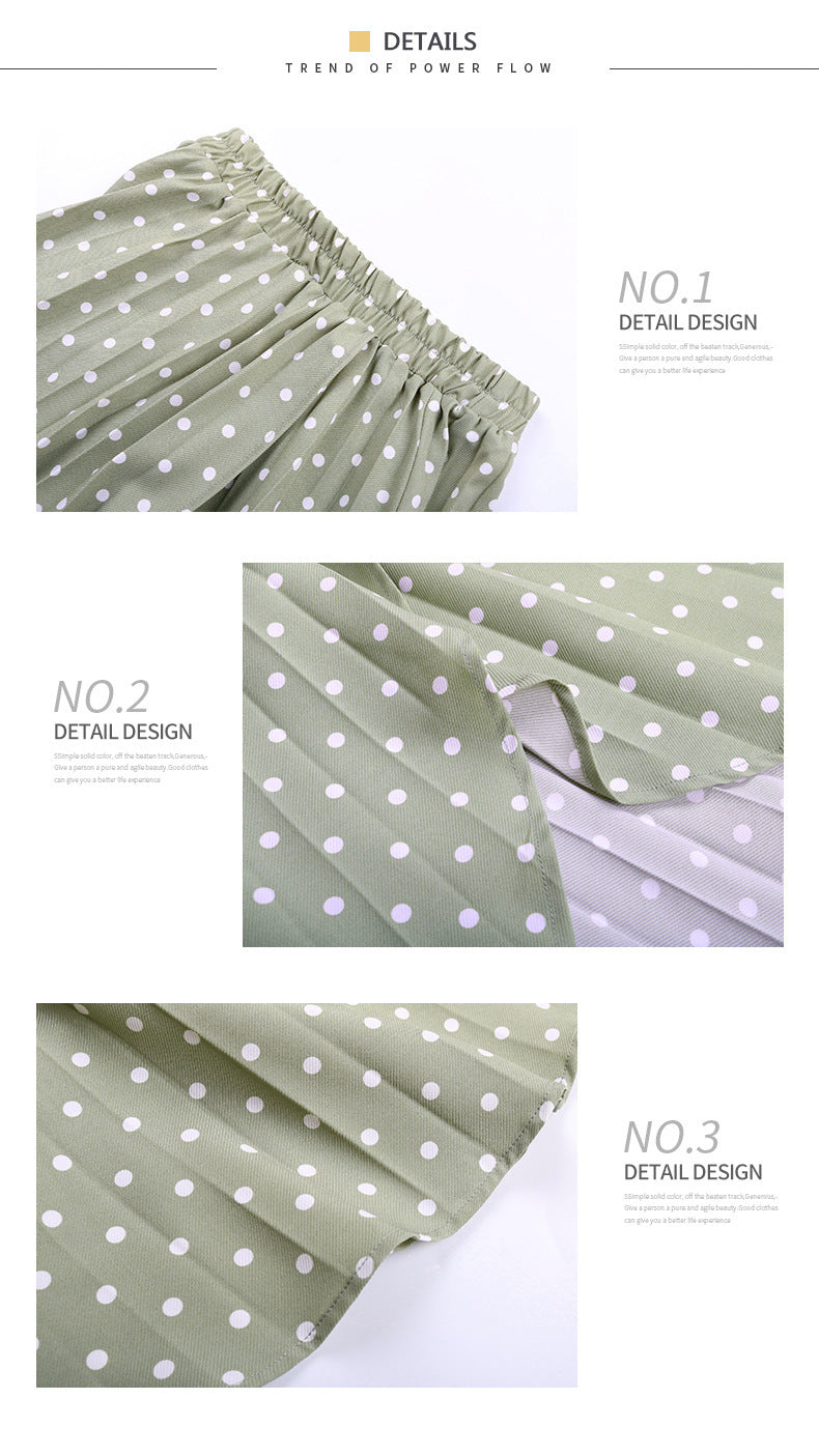 Light Green Irregular Polka Dot Skirt European American Style