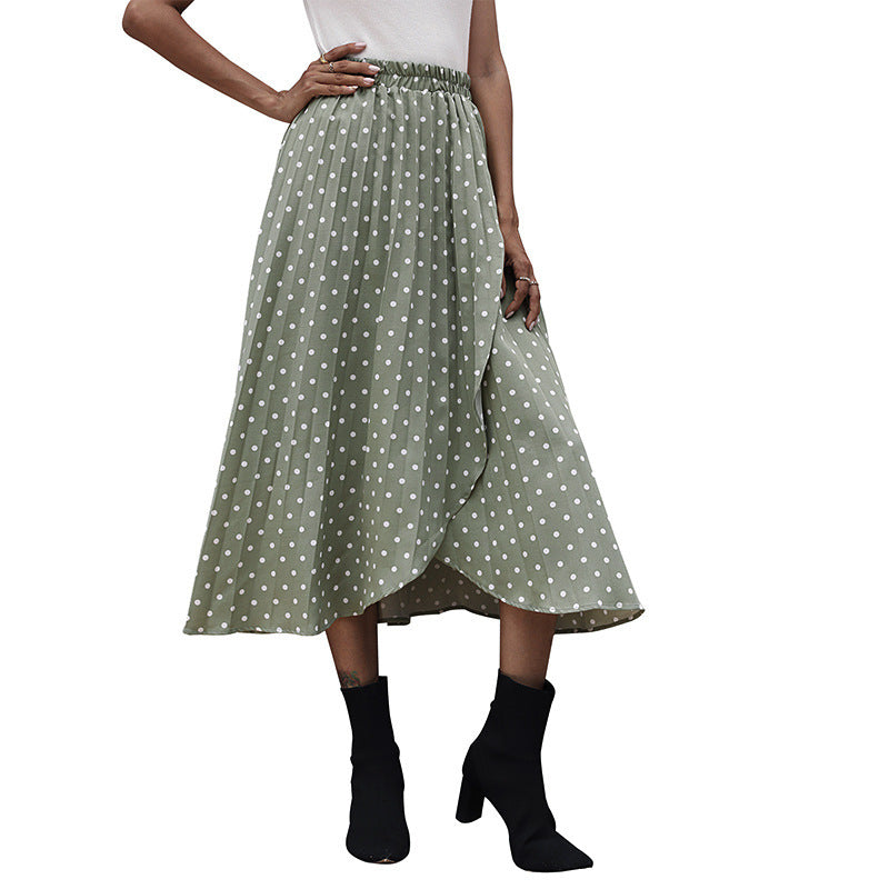 Light Green Irregular Polka Dot Skirt European American Style