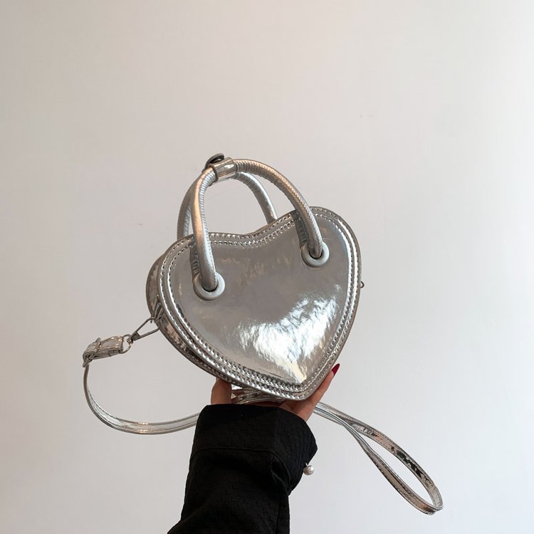 Heart-Shaped PU Shoulder Messenger Bag for Women 19x15x7cm