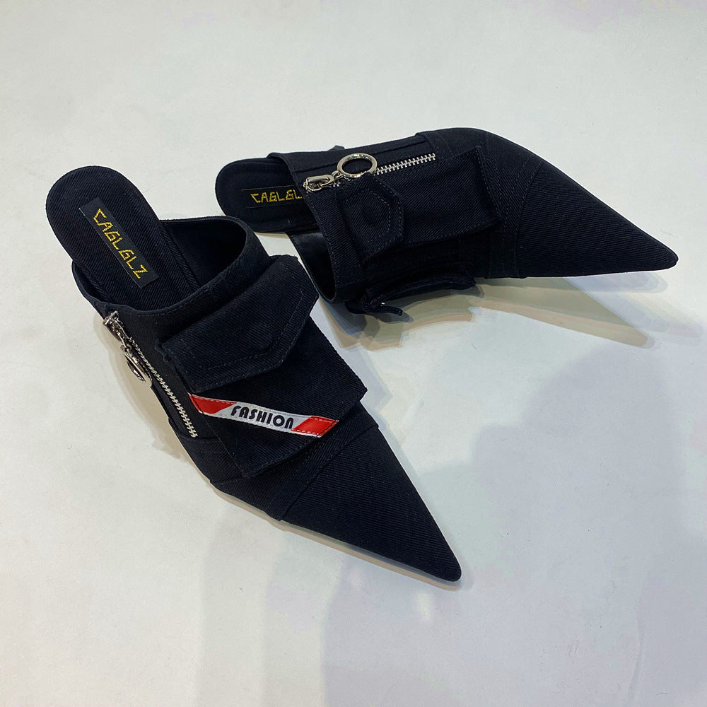 High Heel Pointed-Toe Slippers for Women
