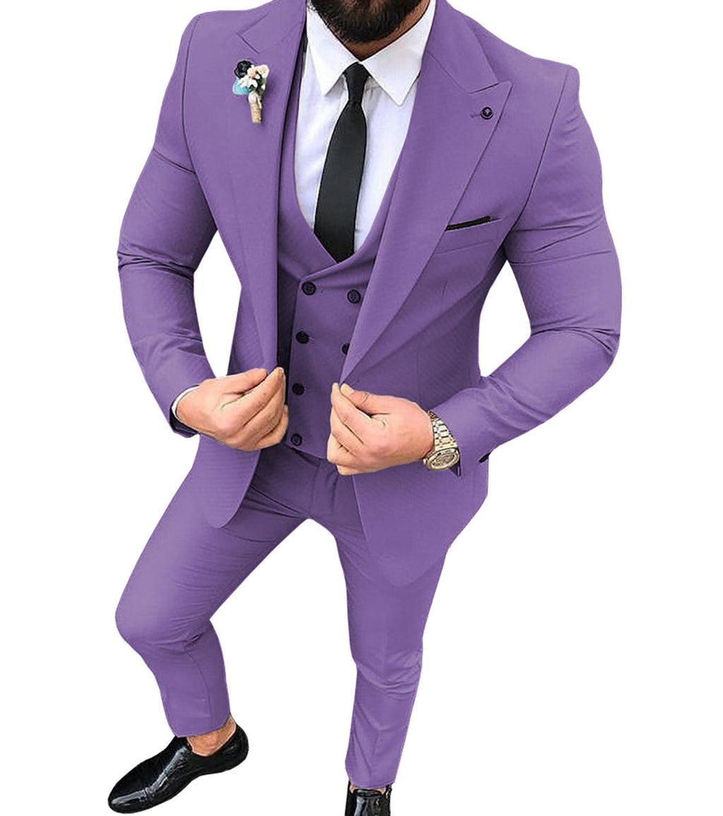 Men's Slim Fit Business Suit with Collar - Multiple Colors & Sizes