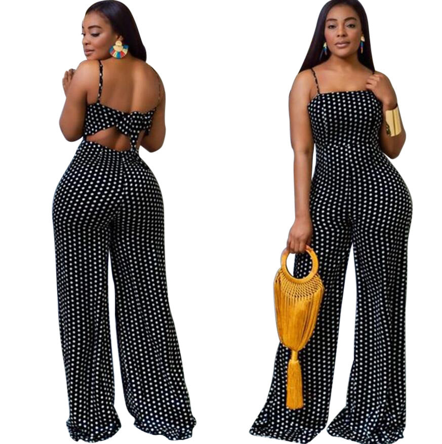 Blotted Print Wrap Chest Loose Jumpsuit Overalls