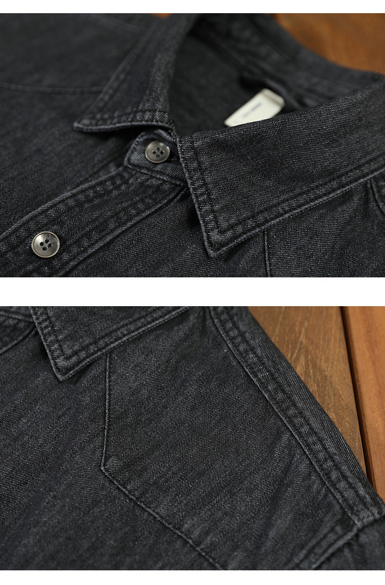 Loose Plus Size Casual Men's Denim Coat Long Sleeve Shirt