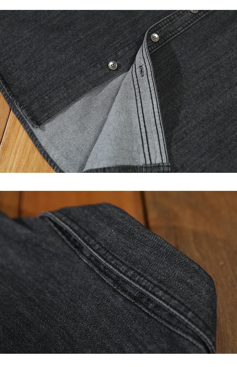 Chemise en Jean Décontractée pour Homme Grande Taille Ample Manches Longues en Coton