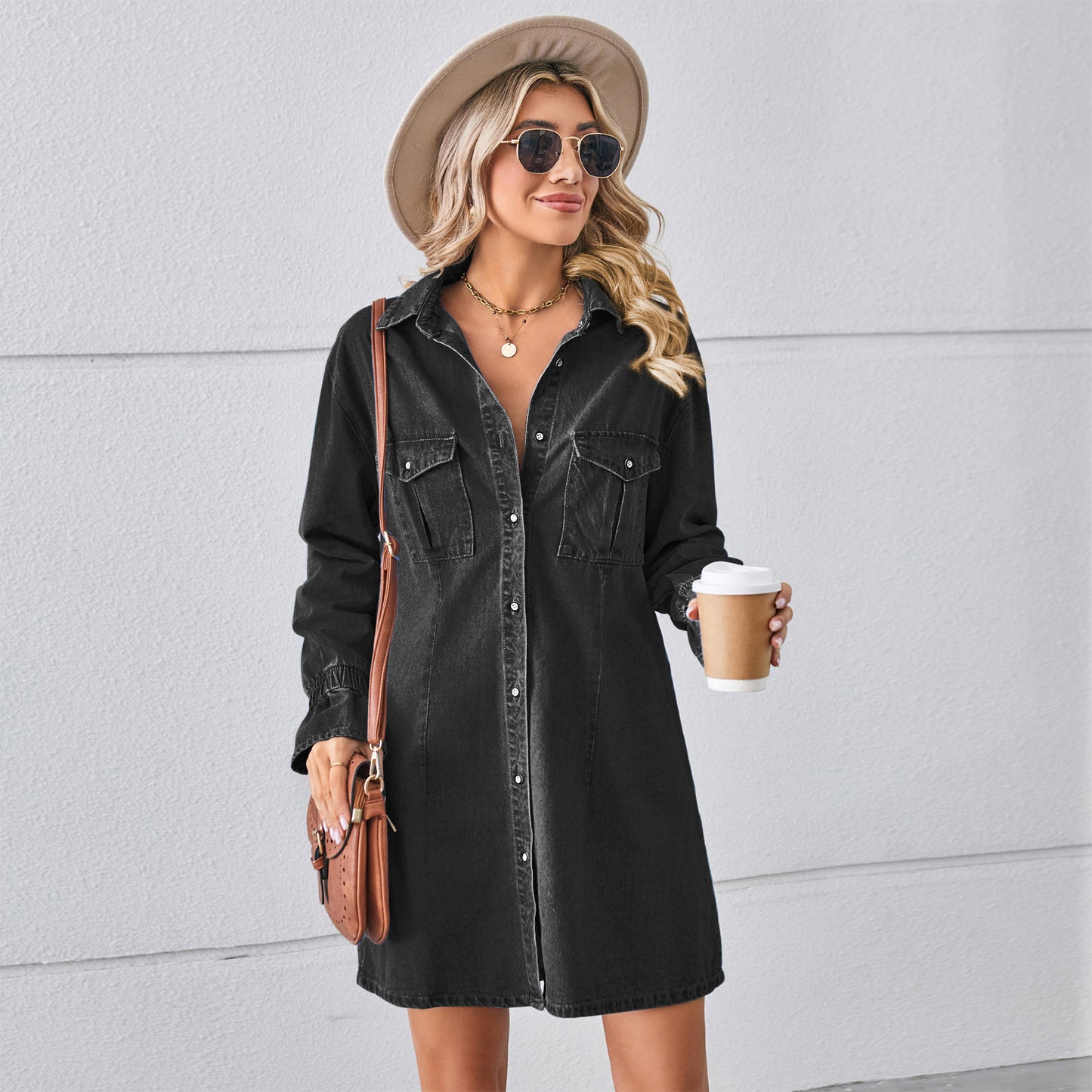 European And American New Loose Wash Denim Dress Top