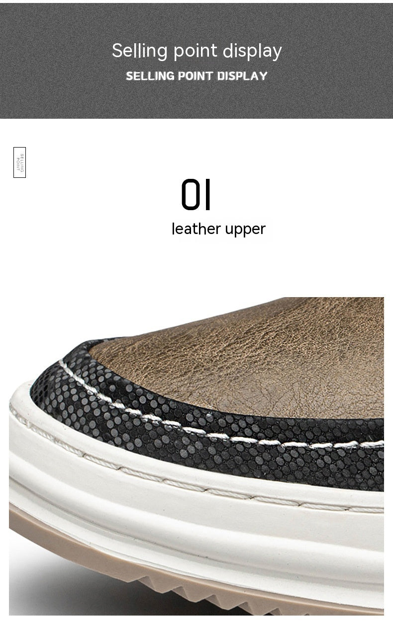Men's Invisible Height Increasing Two-layer Leather Trendy Casual Shoes
