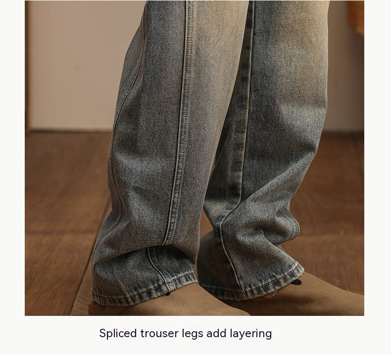 Retro Heavy Industry Personalized Design Fashionable Irregular Jeans