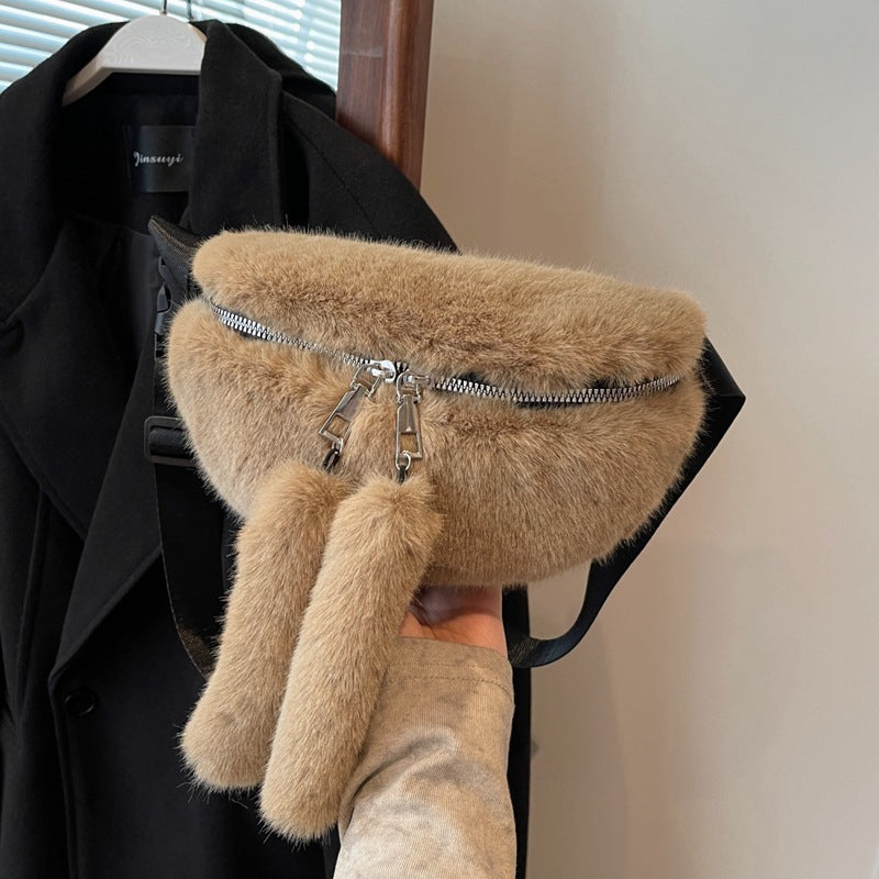 Women's Plush Shoulder Messenger Bag 24x14x6cm