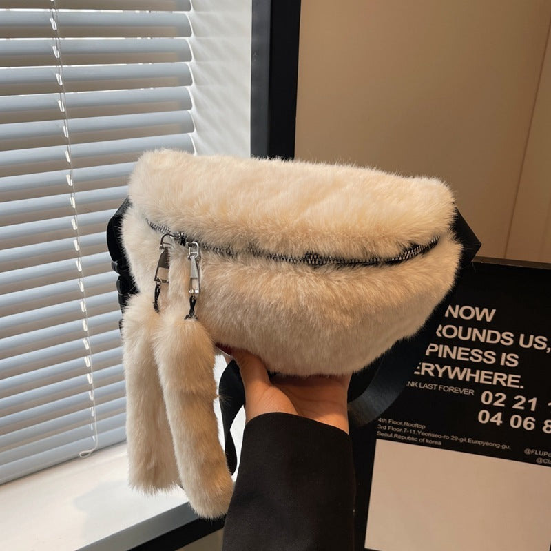 Women's Plush Shoulder Messenger Bag 24x14x6cm