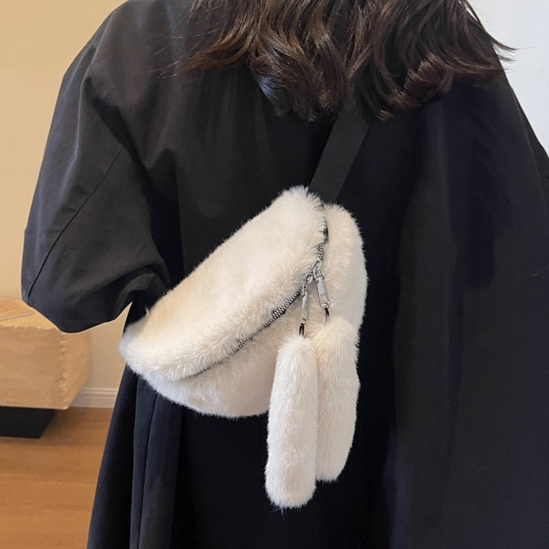 Women's Plush Shoulder Messenger Bag 24x14x6cm