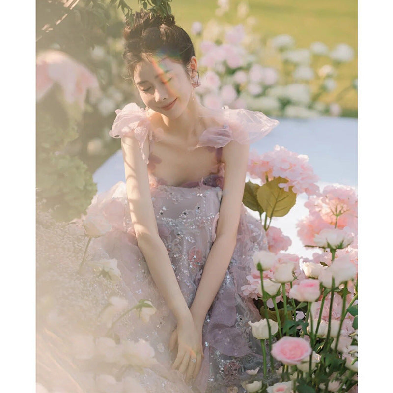 Toast Lace A-Line Bridal Engagement Evening Dress