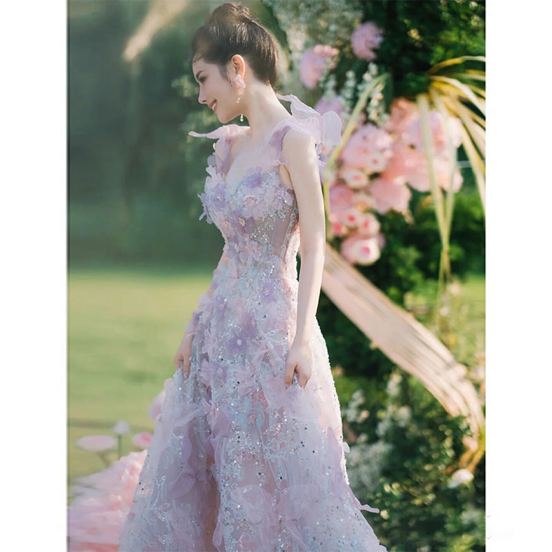 Toast Lace A-Line Bridal Engagement Evening Dress