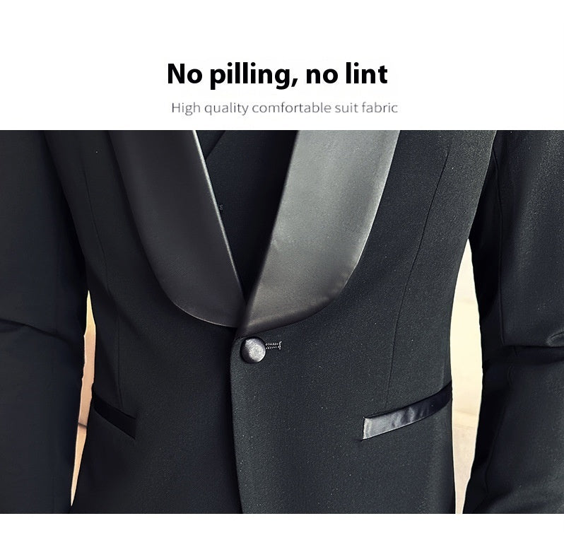 Costume de Mariage Homme Noir Coupe Slim avec Gilet et Pantalon