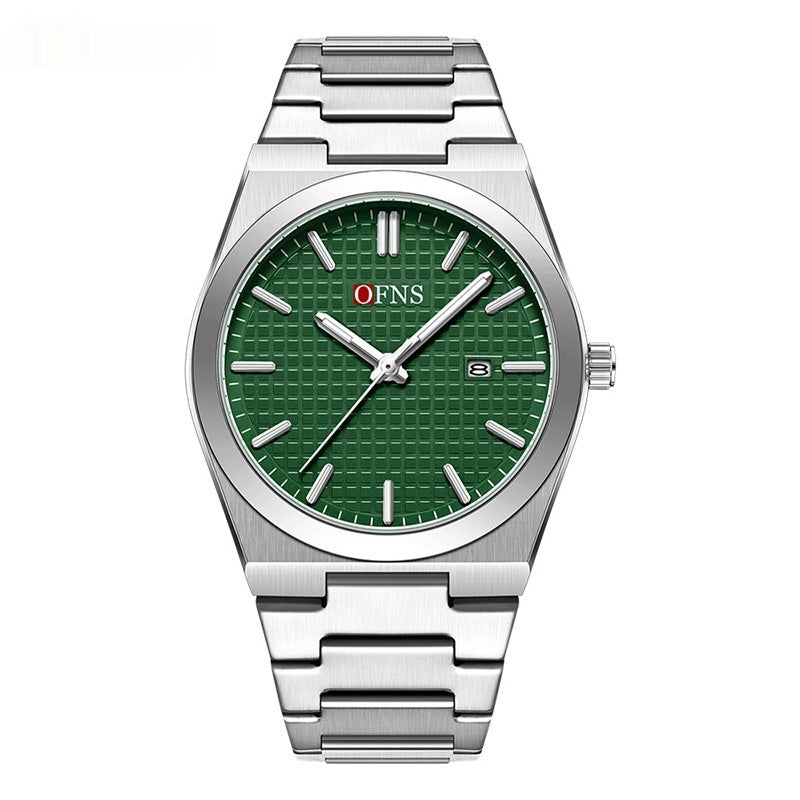 ساعة كوارتز رجالية كاجوال مع تقويم وسوار فولاذي