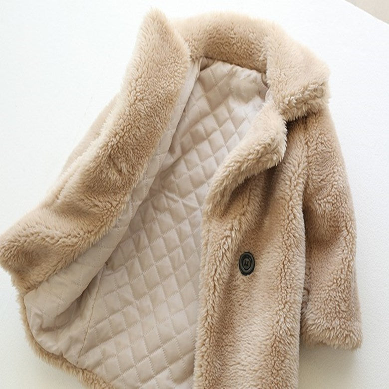 Manteau en fourrure pour enfants en laine cachemire mélangée, épais pour l'hiver
