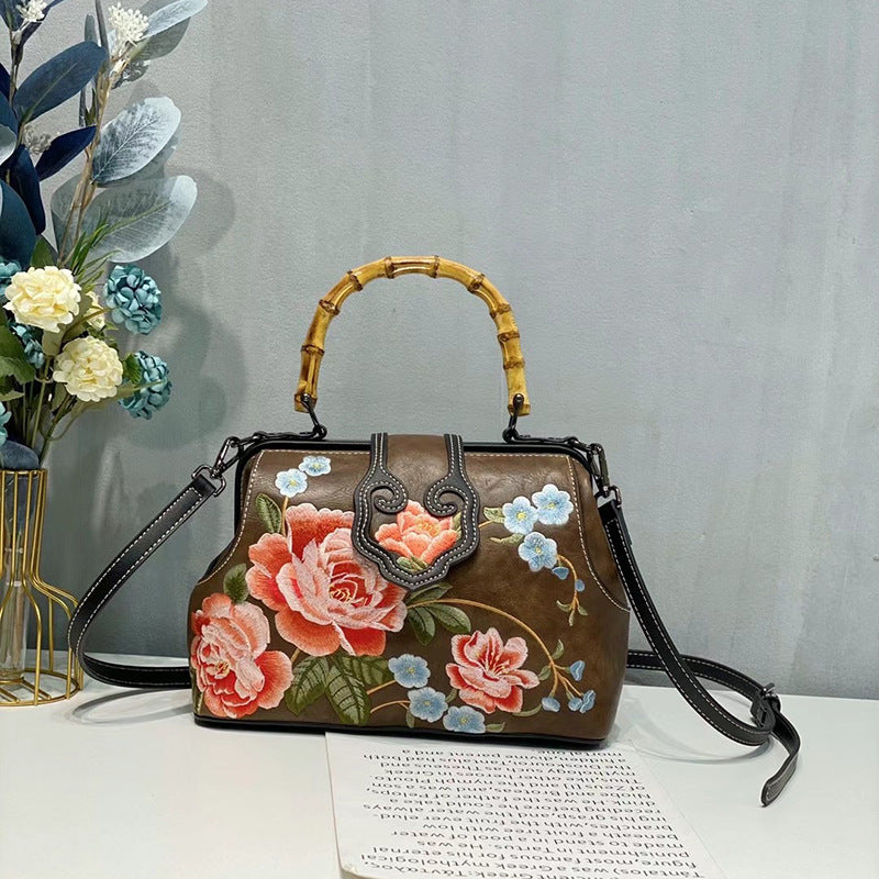 Sac à main carré moyen brodé Hanfu Cheongsam en coton et lin, style Tang