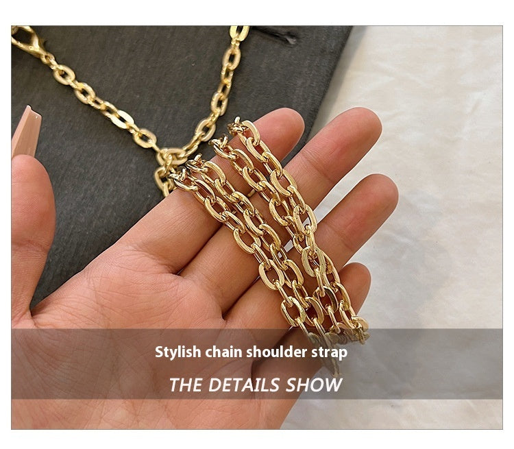 Butterfly Stripe Clipped Button Metal Chain Bag for Women