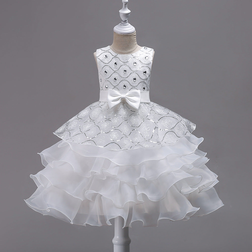 Girls' Princess Dress Sequined Tutu Skirt for Ages 3-8
