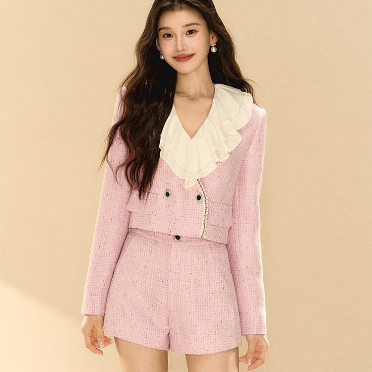 Purple Tulle Short Coat and Shorts Fashion Suit for Women