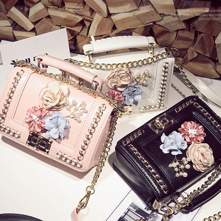3D Flower PU Crossbody Bag with Single Shoulder Strap