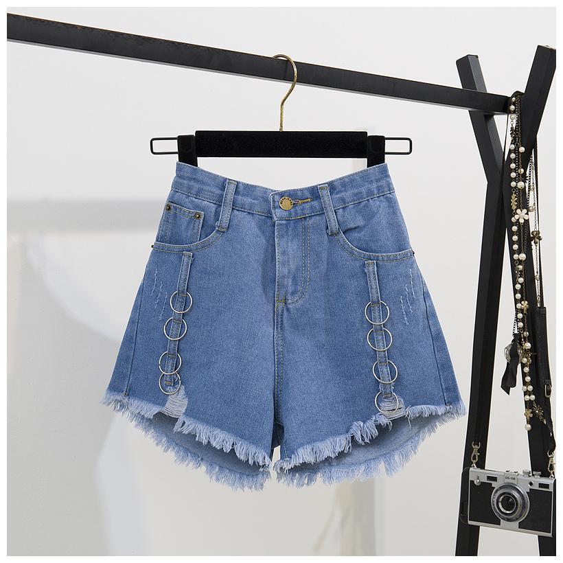 Two-piece suit with high neck denim shorts