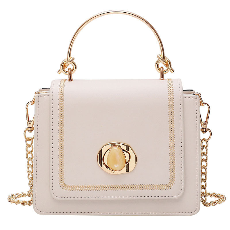 Personalized PU Metal Lock Handbag Horizontal Square