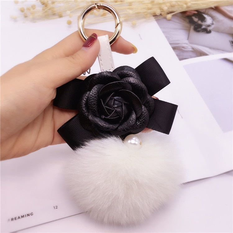 Creative Camellia Bow Keychain Bag Accessory for Women