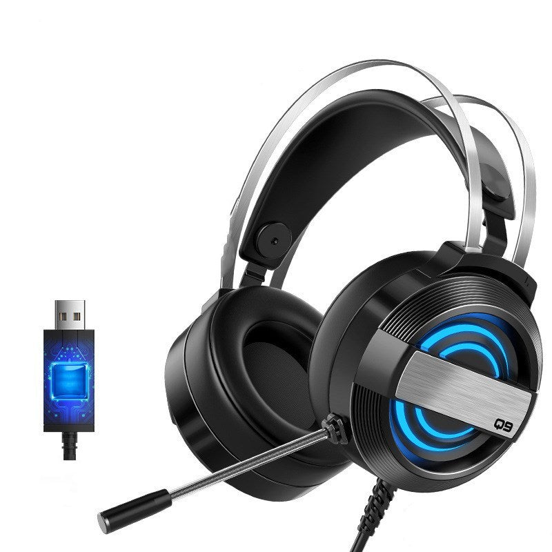 Wired Head-Mounted Bluetooth Gaming Headset with 7.1 Sound and Colorful Lighting