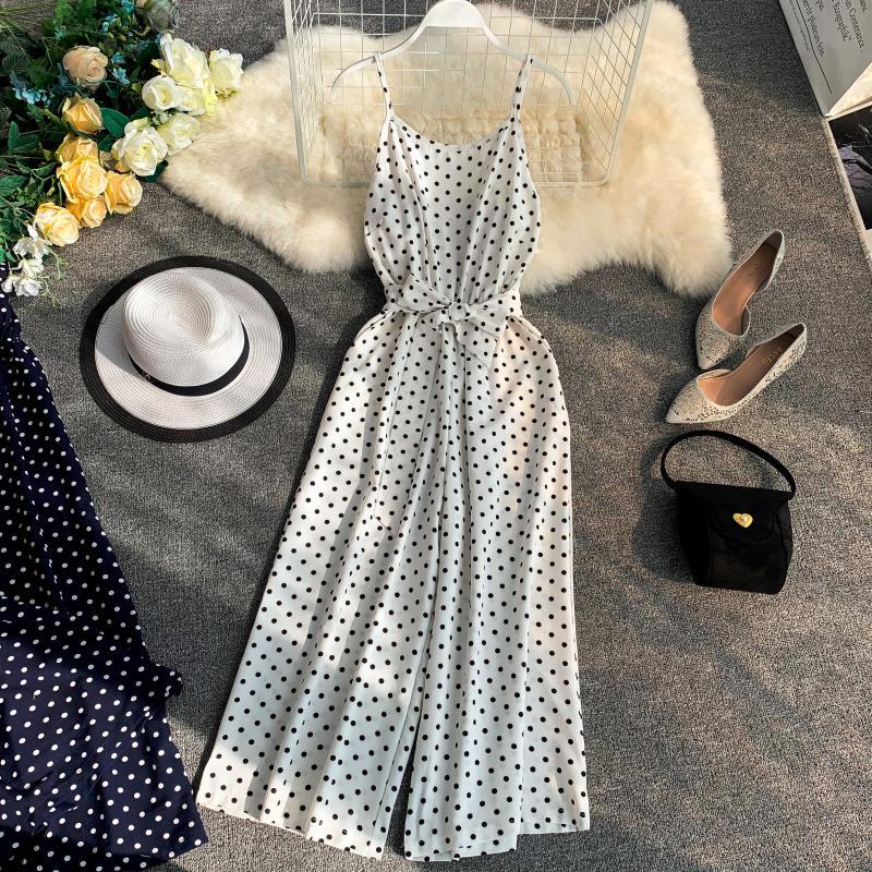 Polka Dot V-Neck Sling Jumpsuit