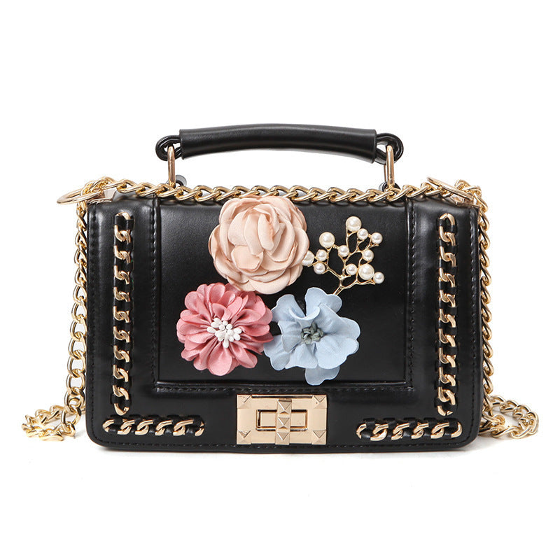 3D Flower PU Crossbody Bag with Single Shoulder Strap