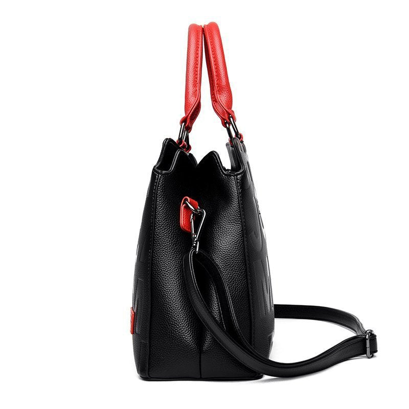 Monogrammed Korean Style Women's Cowhide Shoulder Bag