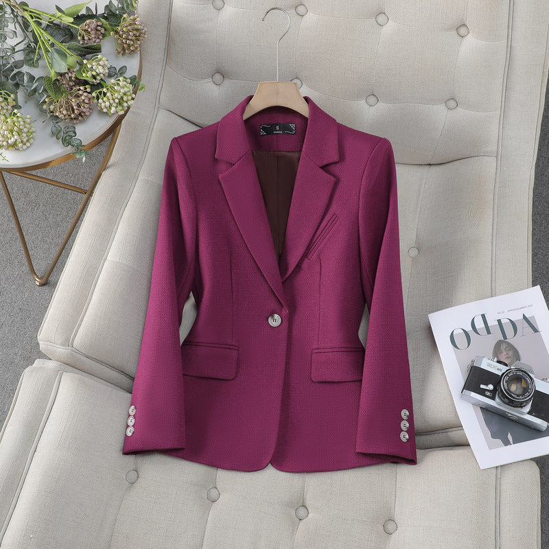 Autumn Winter Small Suit Top with 3D Effect and Pockets for Women