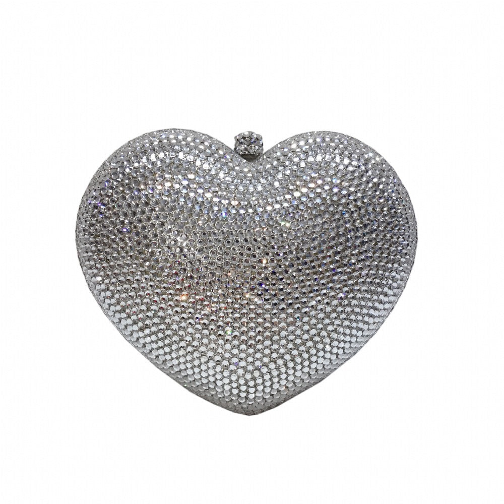 Sac de soirée mini cœur rouge en diamant avec bandoulière chaîne