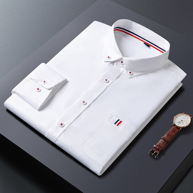 Chemise habillée décontractée pour homme en fibre de polyester